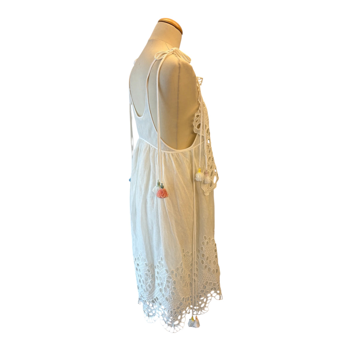 CHLOÉ Butterfly Broderie Anglaise Tassel Tulle Dress Size FR 36