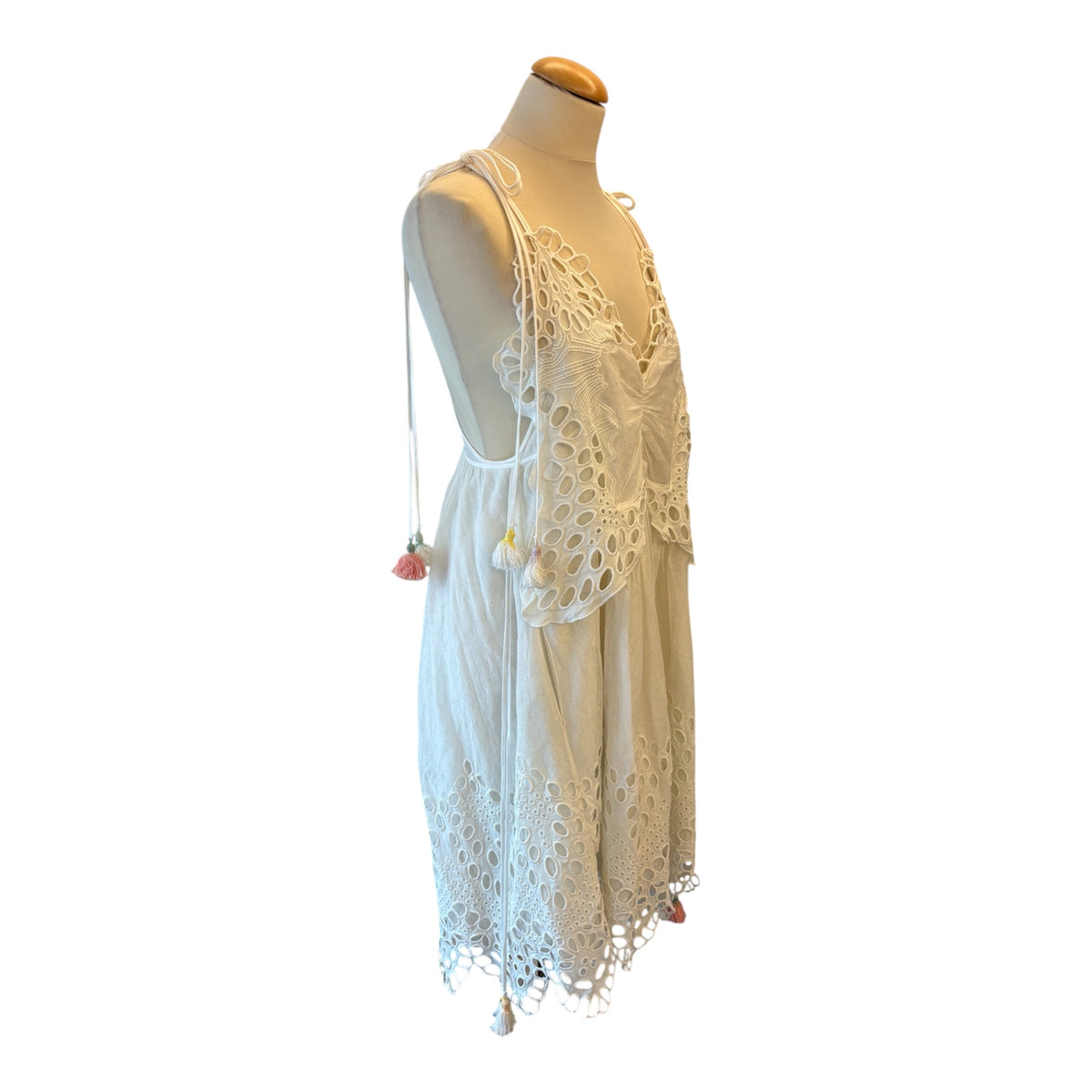 CHLOÉ Butterfly Broderie Anglaise Tassel Tulle Dress Size FR 36