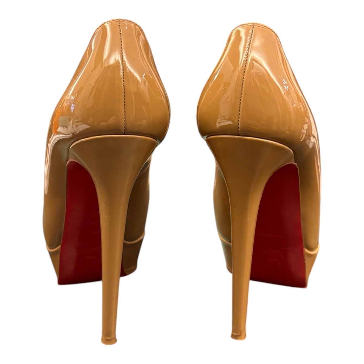 CHRISTIAN LOUBOUTIN Bianca 140 Patent Leather Platform Pumps Nude Size 40,5