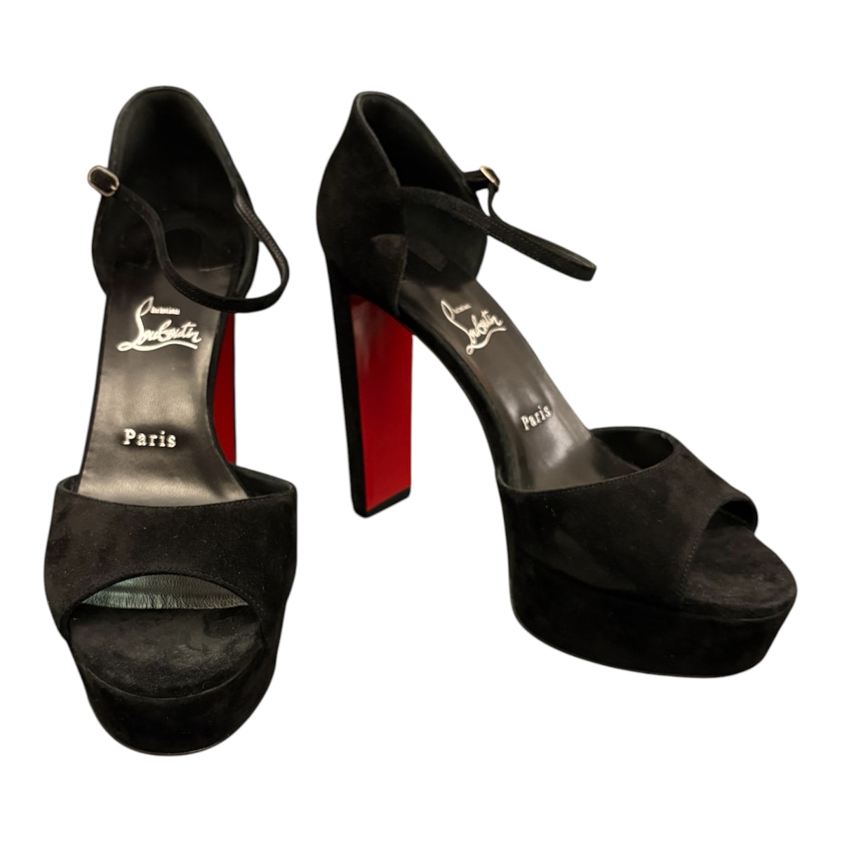 CHRISTIAN LOUBOUTIN Sandaloo 130 Suede Platform Sandals Size 41