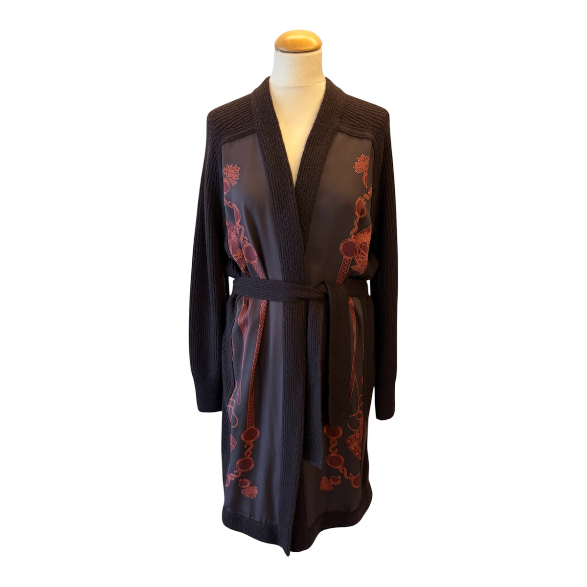 HERMÈS “Les Tambours Finesse” Twillaine Long Cardigan Size Fr 34