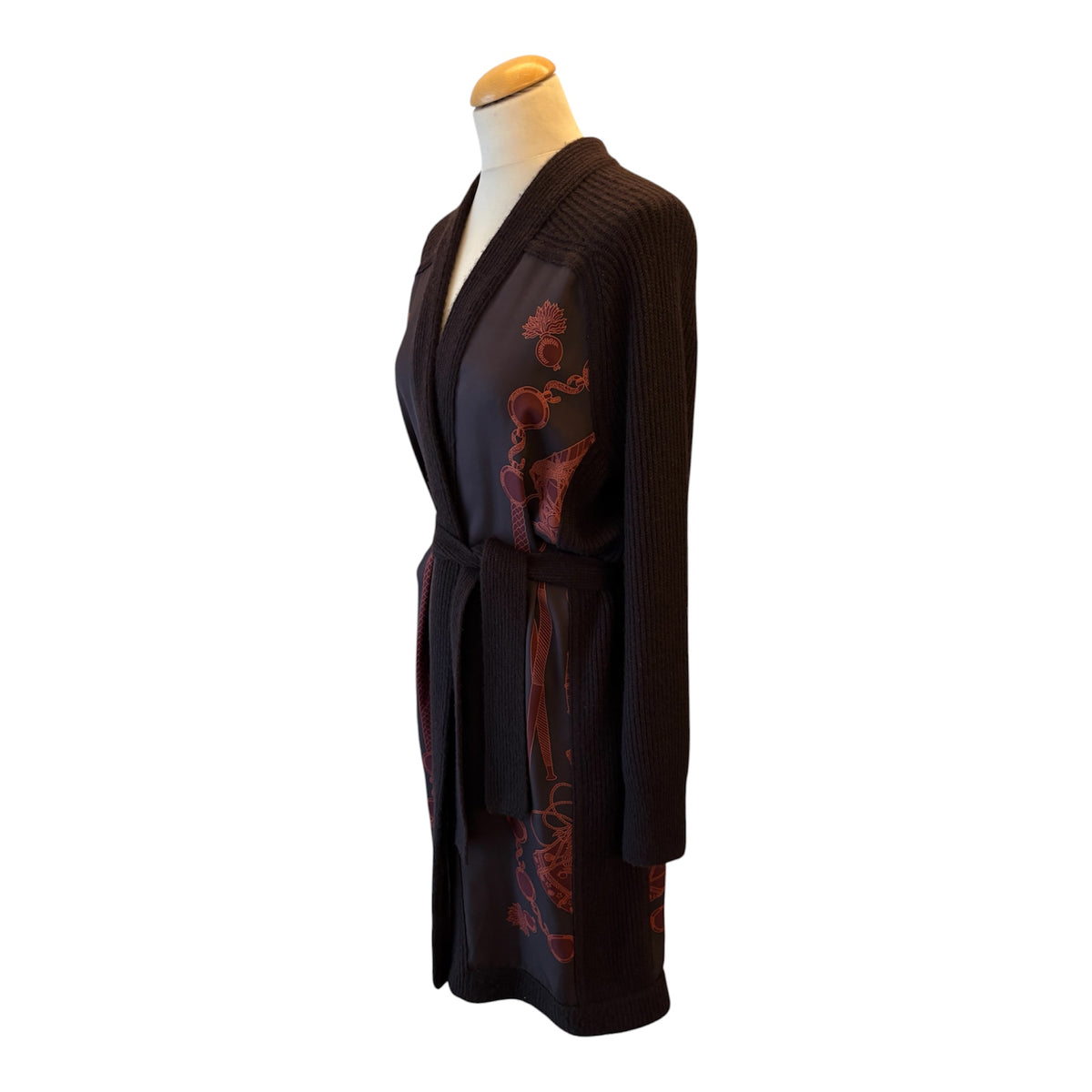 HERMÈS “Les Tambours Finesse” Twillaine Long Cardigan Size Fr 34