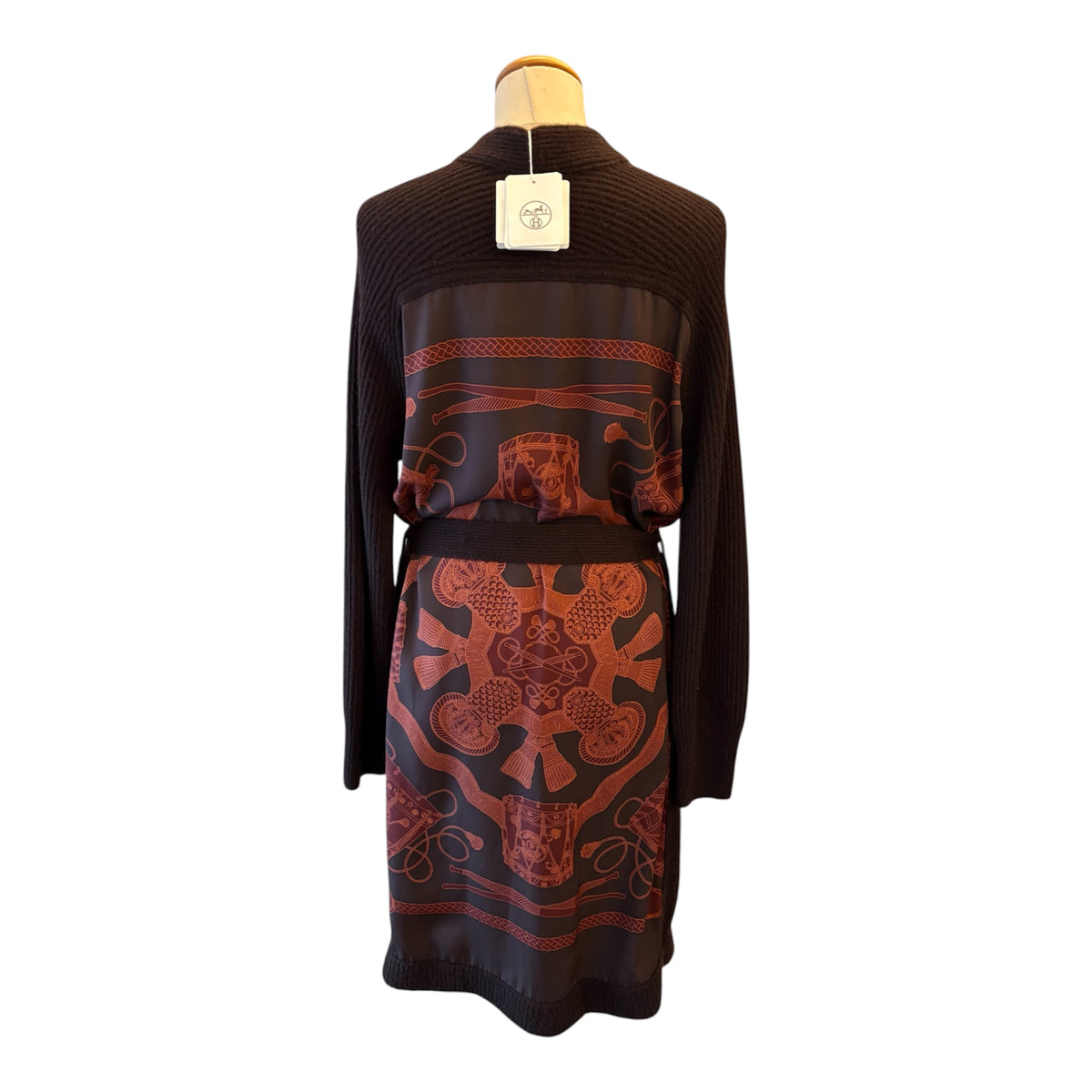 HERMÈS “Les Tambours Finesse” Twillaine Long Cardigan Size Fr 34
