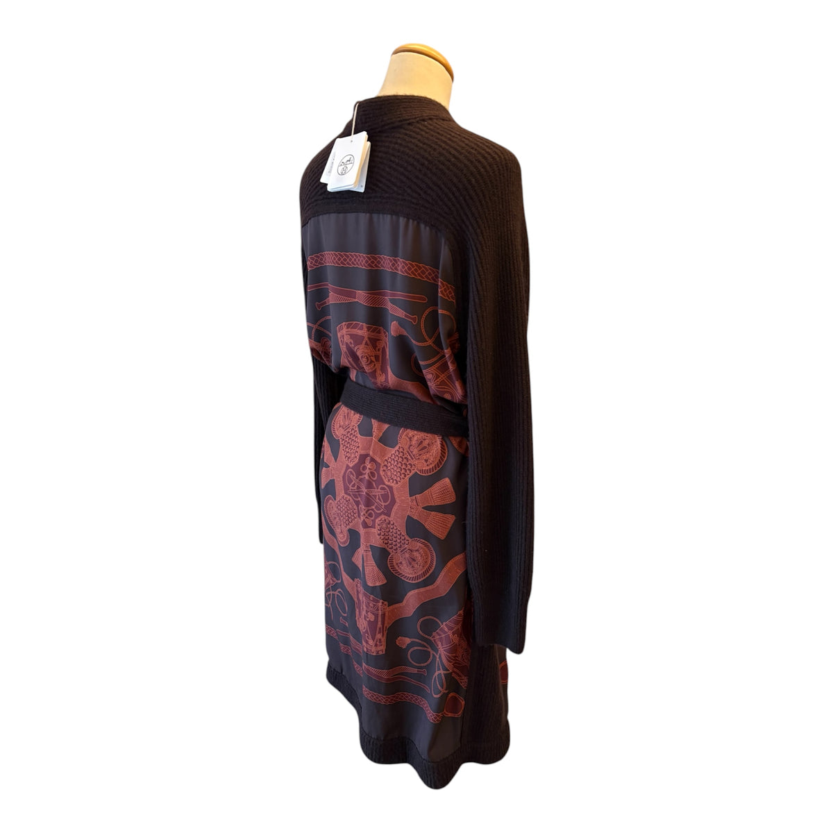 HERMÈS “Les Tambours Finesse” Twillaine Long Cardigan Size Fr 34