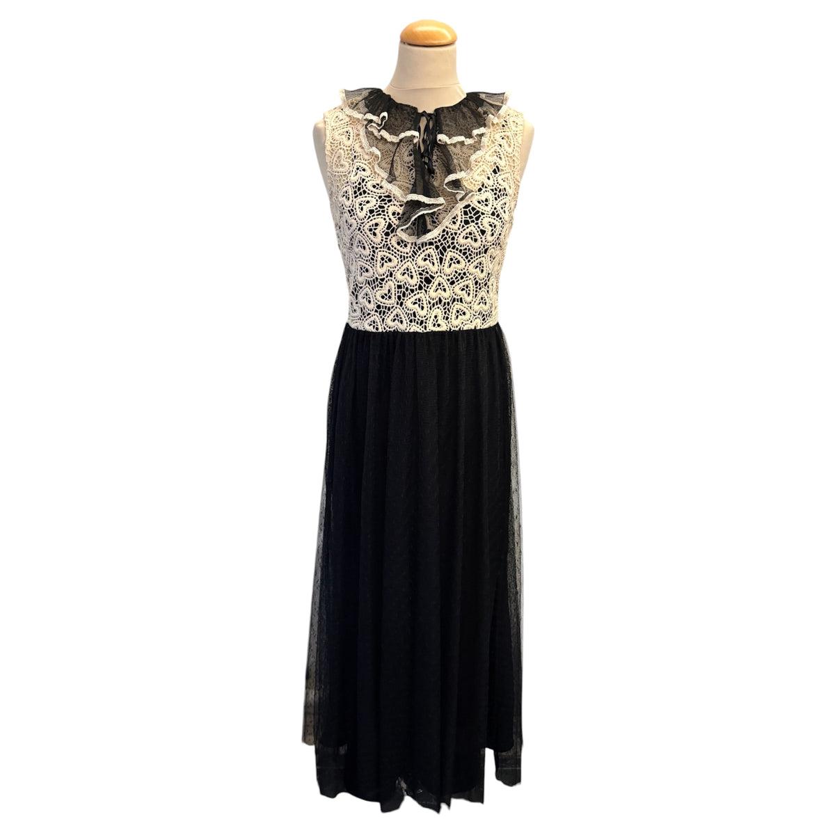RED VALENTINO Heart Lace & Tulle Maxi Dress Size IT 40