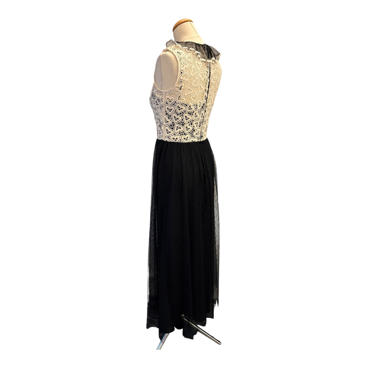 RED VALENTINO Heart Lace & Tulle Maxi Dress Size IT 40