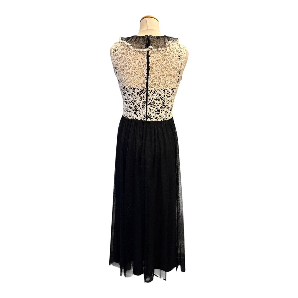 RED VALENTINO Heart Lace & Tulle Maxi Dress Size IT 40