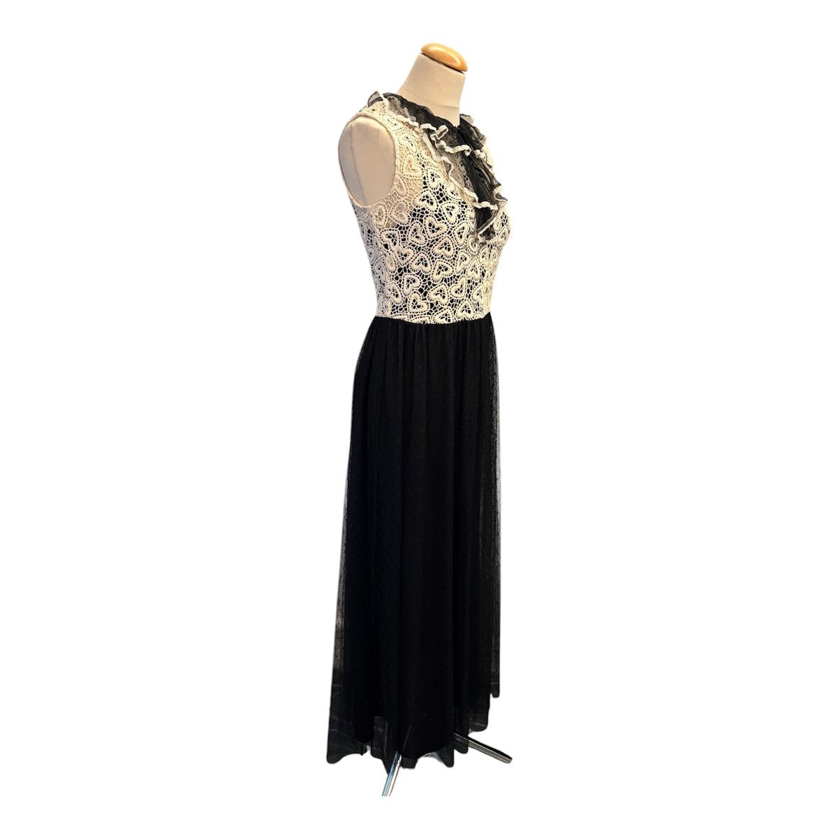 RED VALENTINO Heart Lace & Tulle Maxi Dress Size IT 40