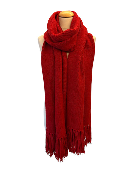 HERMÈS Red Knit Cashmere Scarf