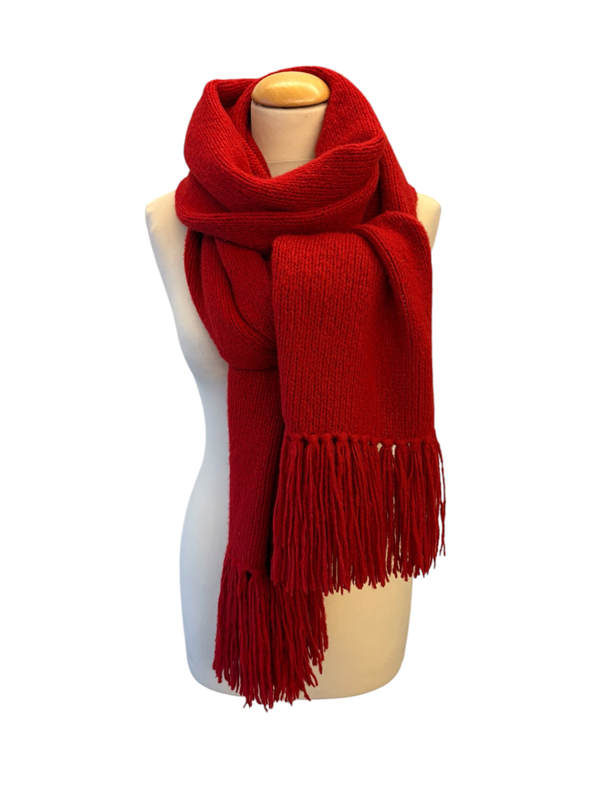 HERMÈS Red Knit Cashmere Scarf