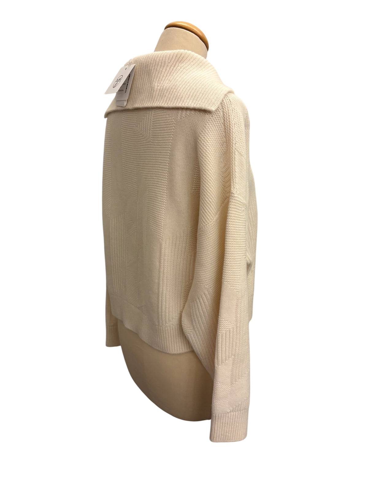 HERMÈS (BNWT) White "Col Camionneur" Geometric H Knit Cropped Sweater Size 34