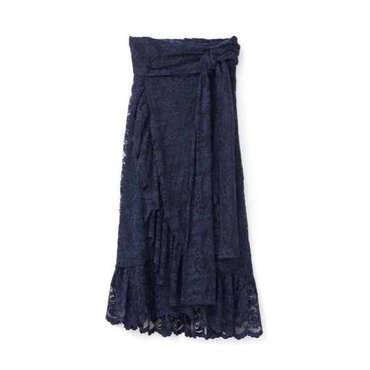 GANNI Navy Lace Wrap Skirt Size 38
