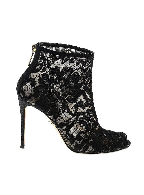 DOLCE GABBANA Lace Ankle Boots Size 39.5 Boutique Finest