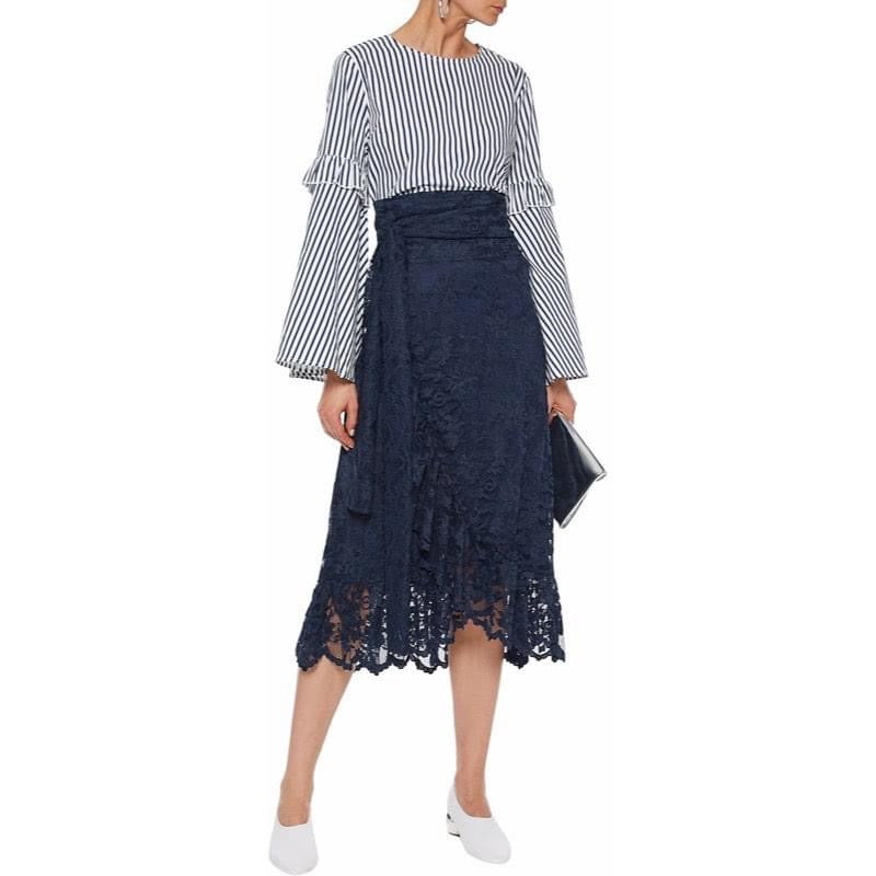 GANNI Navy Lace Wrap Skirt Size 38