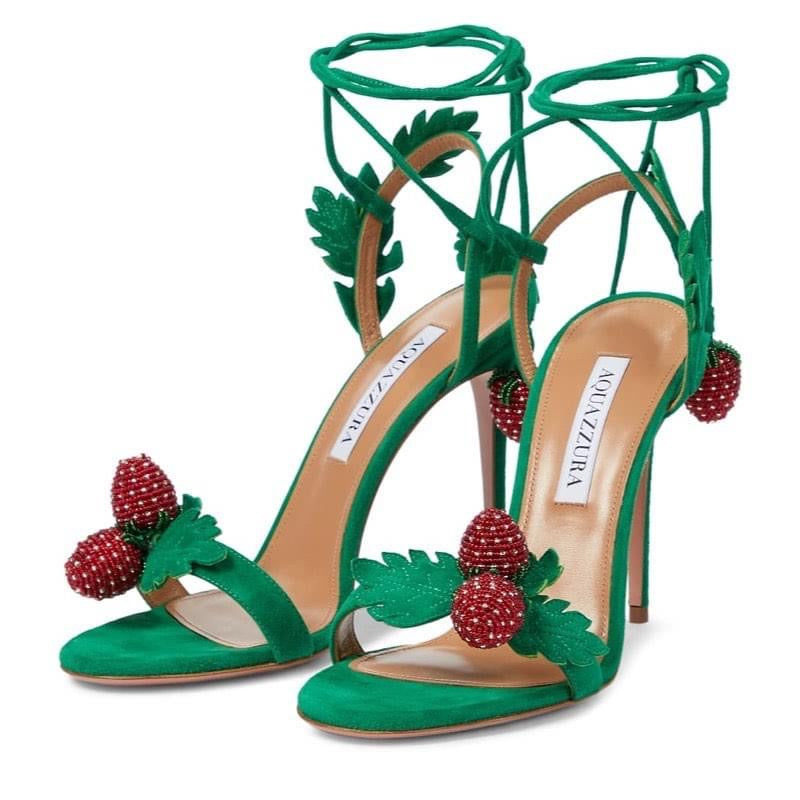 AQUAZZURA Green Suede Sandals Size 39,5